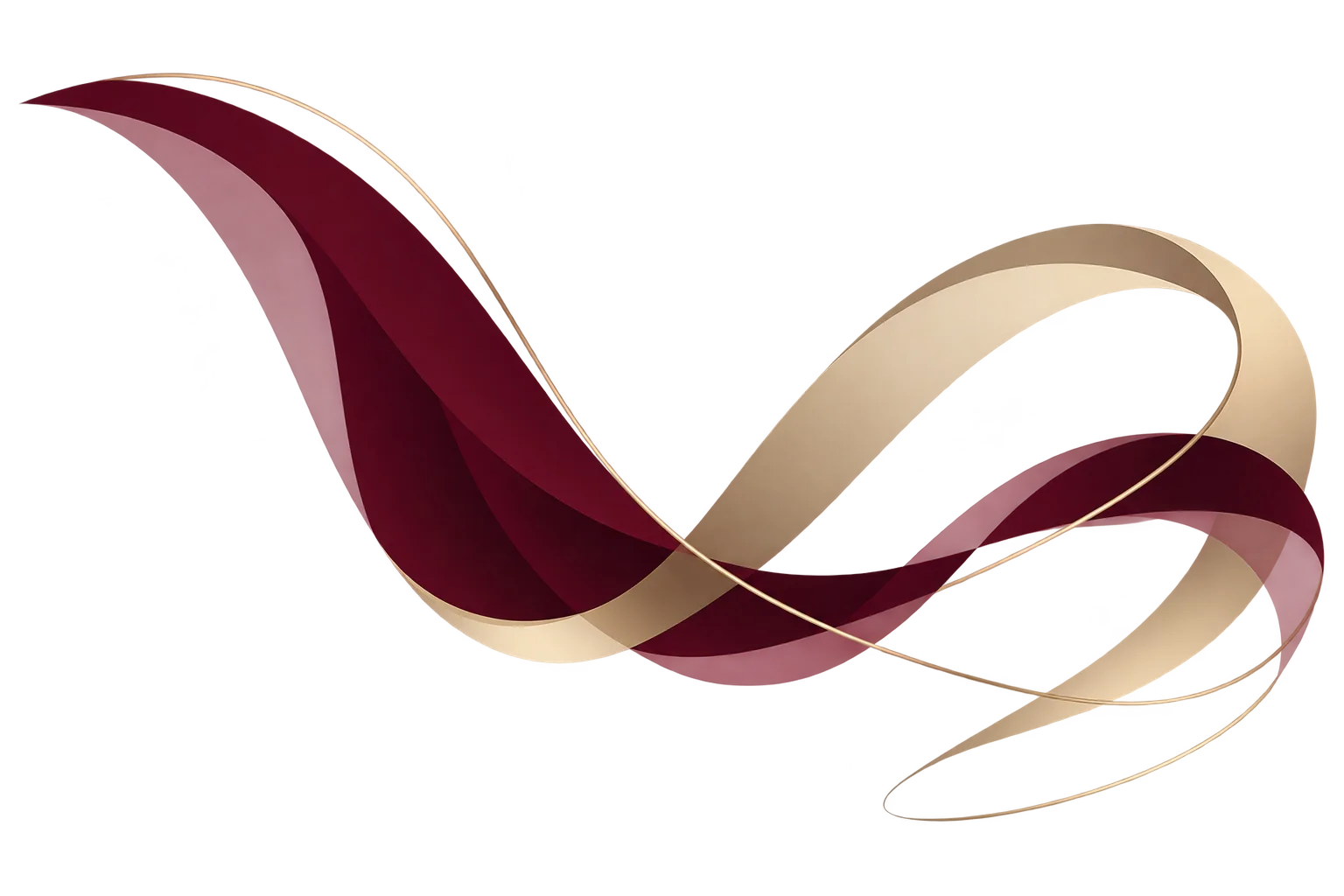 Abstract flowing red and gold ribbon graphic symbolizing precision and elegance