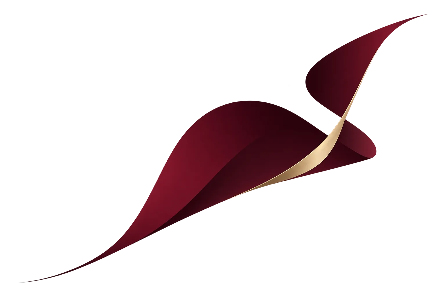 Abstract flowing red and gold ribbon graphic symbolizing precision and elegance
