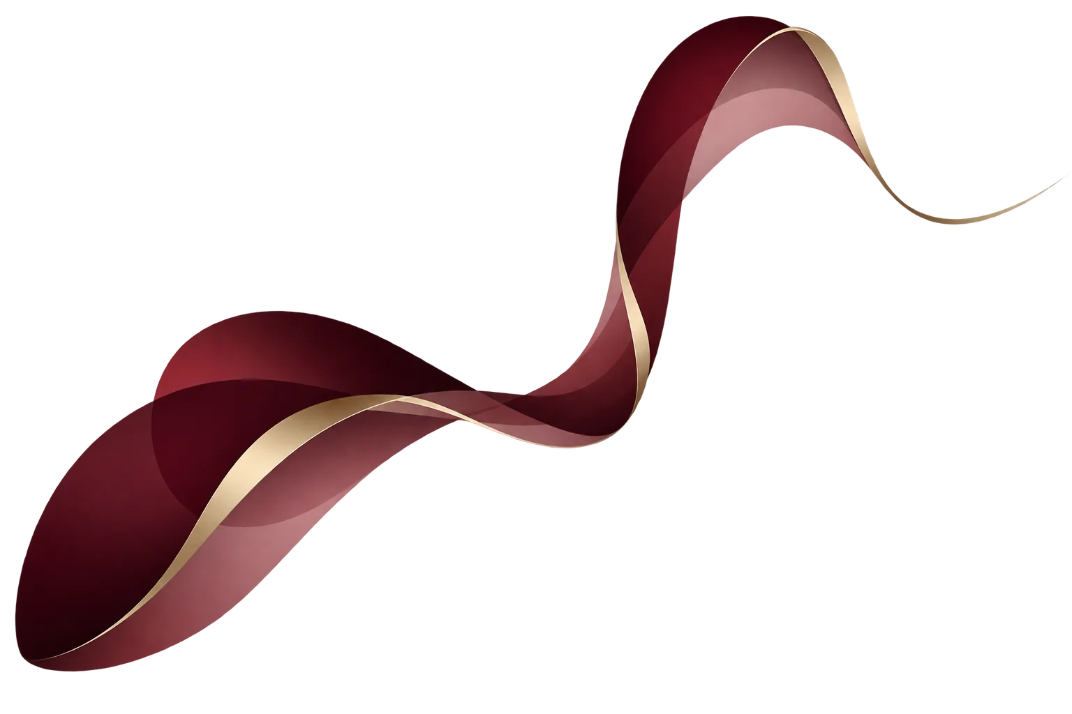 Abstract flowing red and gold ribbon graphic symbolizing precision and elegance